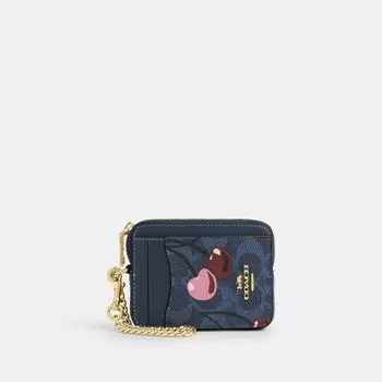 Кошелек Coach Zip Card Case, цвет Gold/Denim Multi