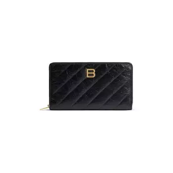 Кошелек Crush Continental стеганый BALENCIAGA, черный