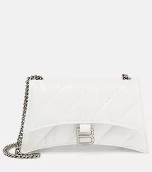 Кошелек Crush Mini из стеганой кожи на цепочке Balenciaga, белый