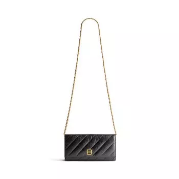 Кошелек Crush Wallet On Chain Quilted BALENCIAGA, черный