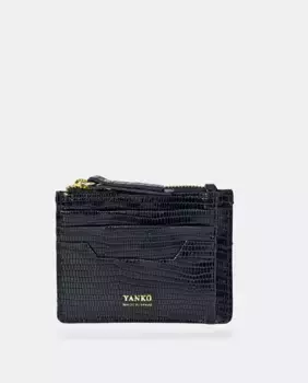 Кошелек для карт джентльмена из кожи с тиснением Yanko, чёрный