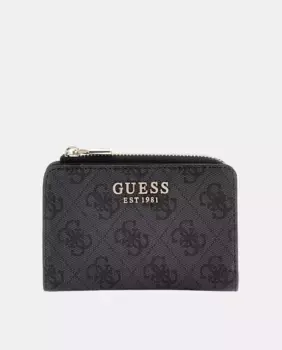 Кошелек для карт и монет с молнией и магнитной застежкой Guess, темно-серый