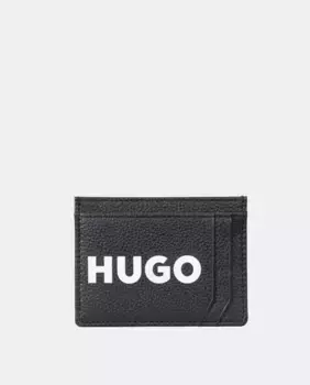 Кошелек для карт из гранулированной кожи Hugo, черный