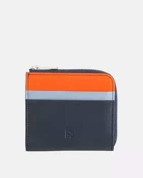 Кошелек для карточек из телячьей кожи темно-синего цвета напа Dudu, темно-синий