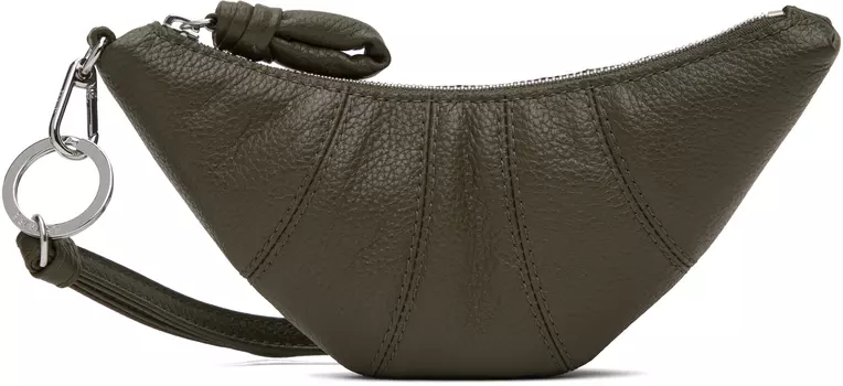 Кошелек для монет цвета хаки через плечо в виде круассана LEMAIRE