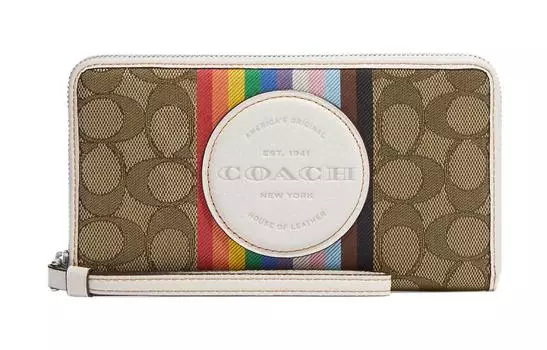 Кошелек для монет Dempsey Iconic Jacquard с зернистой кожей, маленькие, женский, разноцветный COACH
