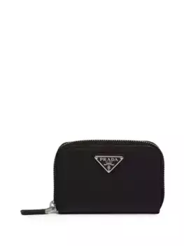 Кошелек для монет из сафьяновой кожи с логотипом Prada, черный