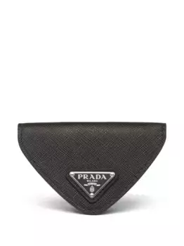 Кошелек для монет из сафьяновой кожи с логотипом Prada, черный