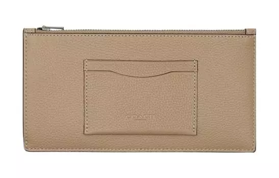 Кошелек для монет из шагреневой кожи, маленький, женский, верблюжий COACH