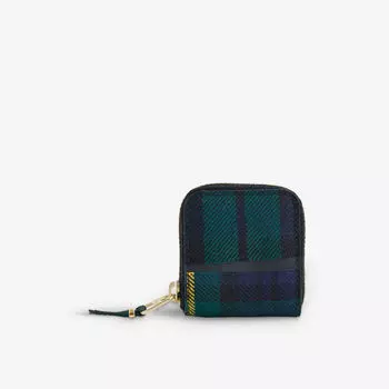 Кошелек для монет из шерсти с принтом «тартан» Comme des Garons, зеленый