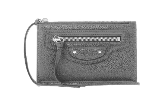 Кошелек для монет из зернистой телячьей кожи, унисекс, серые Balenciaga