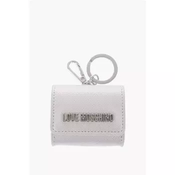Кошелек для монет LOVE из искусственной кожи Saffiano с держателем для ключей Moschino, Silver
