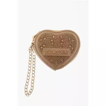 Кошелек для монет LOVE в форме сердца, украшенный стразами Moschino, Gold