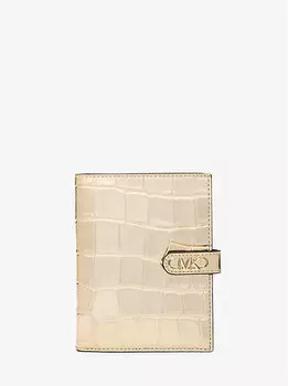 Кошелек для паспорта из тисненой кожи крокодила Empire Metallic Michael Kors, золотой