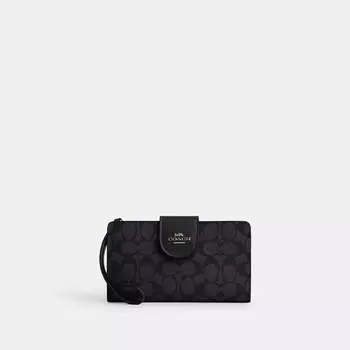 Кошелек для телефона Coach Outlet из фирменной ткани, бронзовый/угольный/черный