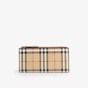 Кошелек двойного сложения из искусственной кожи в клетку Burberry, цвет vintage check e-canvas