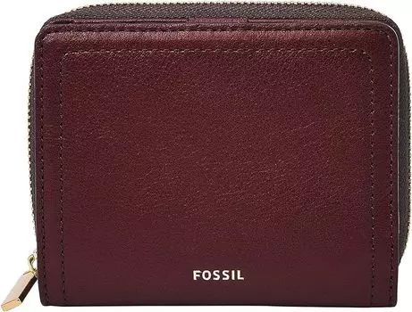 Кошелек Fossil Logan Leather RFID-Blocking Mini Multifunction Bifold, темно-бордовый