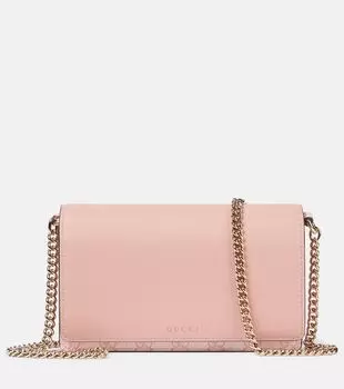 Кошелек GG Emblem на цепочке с кожаной отделкой Gucci, Powd.Pi/Powd.P.Dk.Po