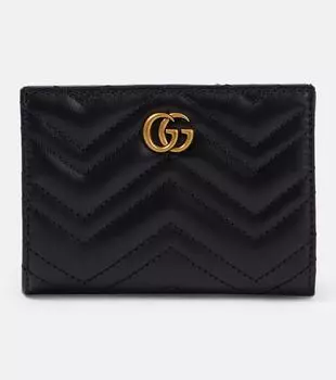 Кошелек gg marmont из кожи матлассе Gucci, черный
