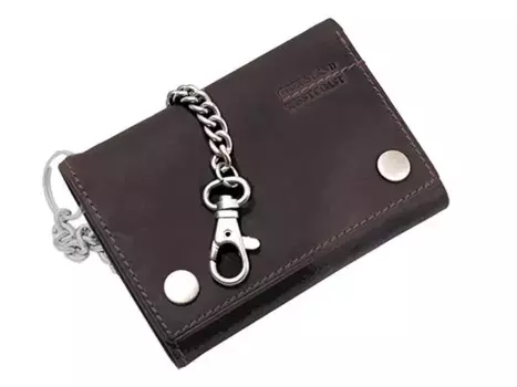 Кошелек GreenLand Nature "Westcoast", кожаный, с поясной цепочкой, коричневый