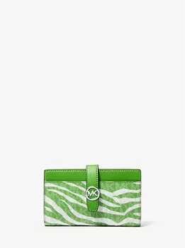 Кошелек Greenwich среднего размера с фирменным логотипом зебры Michael Kors, зеленый