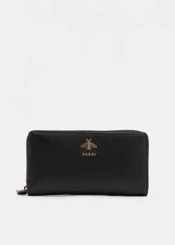Кошелек GUCCI Animalier leather zip around wallet, черный