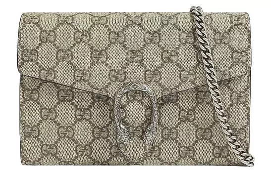 Кошелек Gucci Dionysus на цепочке GG Supreme (16 слотов для карт), мини-бежевый