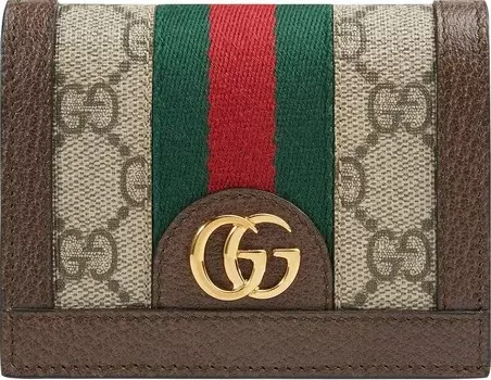 Кошелек Gucci GG Supreme Ophidia Card Case Wallet Brown, коричневый
