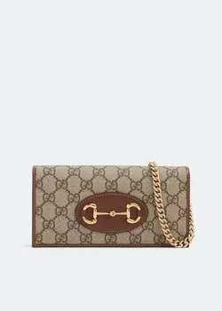 Кошелек GUCCI Horsebit 1955 chain wallet, коричневый