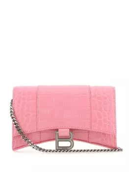 Кошелек Hourglass на цепочке Balenciaga, розовый