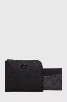Кошелек и кожаный футляр для кредитных карт Coach, черный