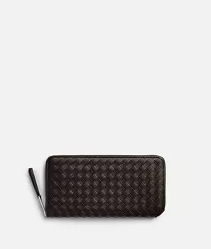 Кошелек Intrecciato пикколо на молнии Bottega Veneta, карамельный