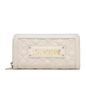 Кошелек из искусственной кожи с металлическим логотипом и застежкой молнией Love Moschino, бежевый