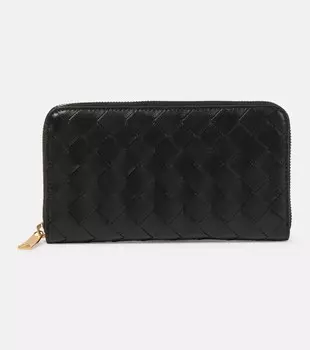 Кошелек из кожи интекчато Bottega Veneta, черный