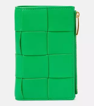Кошелек из кожи интекчато Bottega Veneta, зеленый