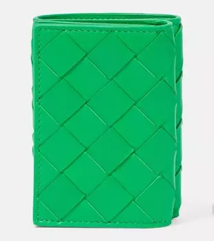 Кошелек из кожи интекчато Bottega Veneta, зеленый