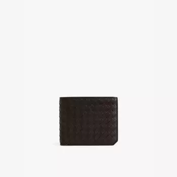 Кошелек из кожи Intrecciato с двойным сложением Bottega Veneta, серебряный