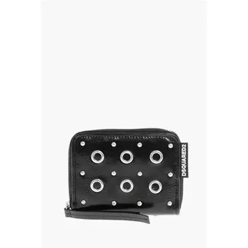 Кошелек из лакированной кожи с декоративными люверсами Dsquared2, Black