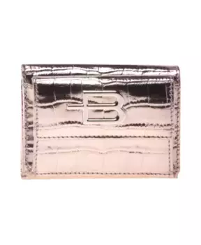 Кошелек из ламинированной кожи с крокодиловым принтом Baldinini, розовый