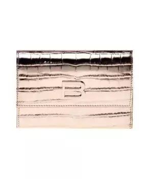 Кошелек из ламинированной платины под кожу крокодила Baldinini, желтый