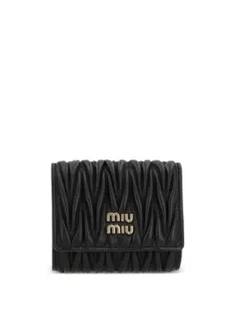 Кошелек из матлассе с логотипом Miu Miu, черный