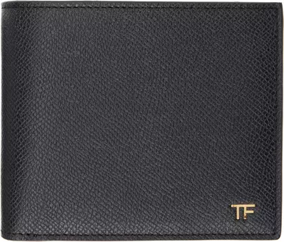 Кошелек из мелкозернистой кожи с двойным сложением TOM FORD, черный