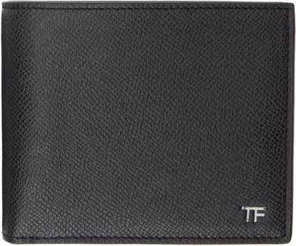 Кошелек из мелкозернистой кожи с двойным сложением TOM FORD, черный