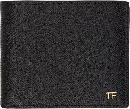 Кошелек из мелкозернистой кожи с двойным сложением TOM FORD, черный