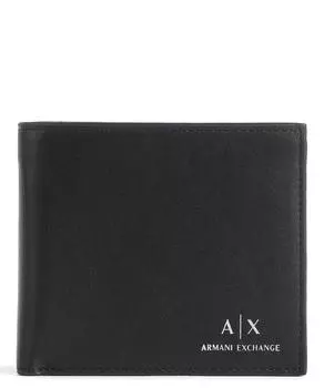 Кошелек из мелкозернистой яловой кожи. Armani Exchange, черный