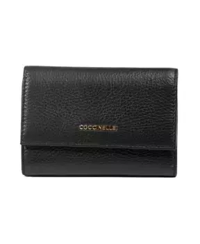 Кошелек из мягкой кожи металлик. Coccinelle, черный