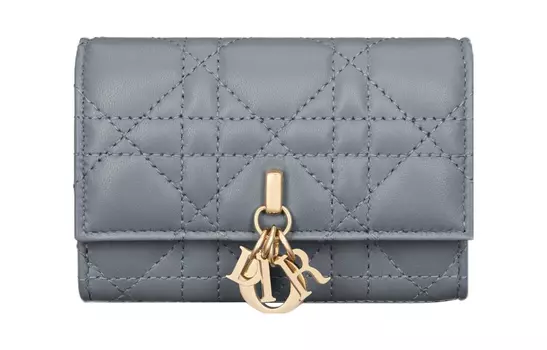 Кошелек из овчины очень маленький женский, цвет Cloud Blue DIOR