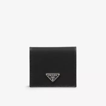 Кошелек из переработанного нейлона и кожи Re-Nylon Prada, черный