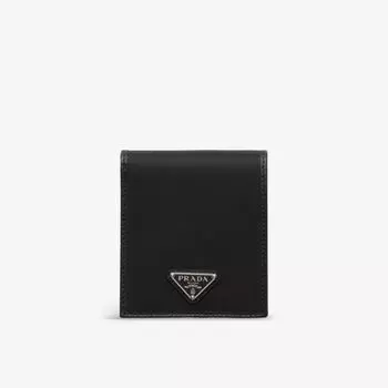 Кошелек из переработанного нейлона и кожи Re-Nylon Prada, черный