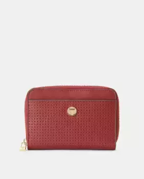 Кошелек из перфорированной кожи на молнии Latouche, красный